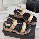 THICK-SOLED CHAIN HEART SANDAL IN BISQUE BEIGE LAMBSKIN